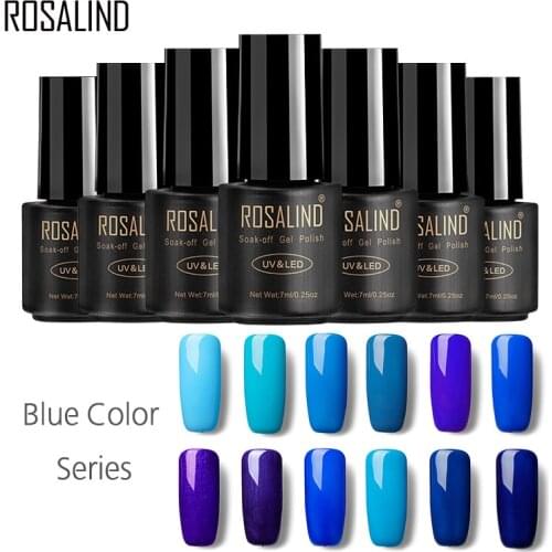 ROSALIND Gel 1S 7ML Popular BLUE Color Series UV LED Varnish Gel Nail Polish Acrylic for Nail Gel Polish Nail Art 2017 Fashion