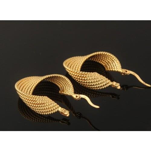 Fashion 14 k Yellow Solid Gold GF Earring Charm Earrings Jewelry Fold For Women gift FREE SHIPPING