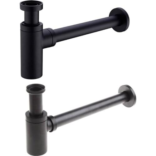 Basin Sink Drain Sewer Downflow Pipe Bottle Trap Drain Deodorization Brushed Black Bathroom Kitchen