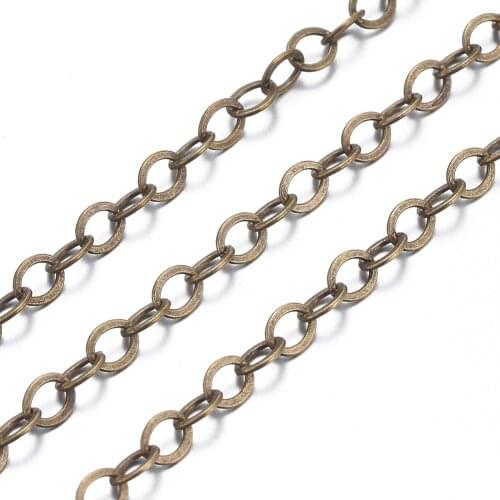 Soldered Brass Cable Chain Cross Chains, Lead Free and Nickel Free, Antique Bronze, Link: about 3.5mm long, 2.5mm wide, 0.45mm