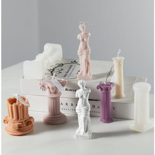 T2 New Aromatherapy Candle Plaster Material European Roman Column Venus Home Furnishing Decoration Silicone Mold