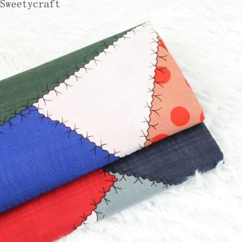 140x50cm Thin Cotton Fabric Grid Printed Cloth DIY Sewing Girl Dress Cap Garment Textile Fabrics For Patchwork Needlework DIY