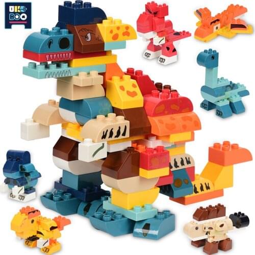 UKBOO 130PCS 6IN1 Big Size Disnosaurs Tyrannosaurus Rex Model Building Blocks City DIY Large Jurassiced Bricks Toys For Children