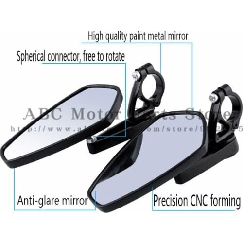 Universal Black Motorcycle Mirror Motorbike Rearview Side Handle Bar End Mirrors For KTM for Suzuki for Kawasaki for Yamaha