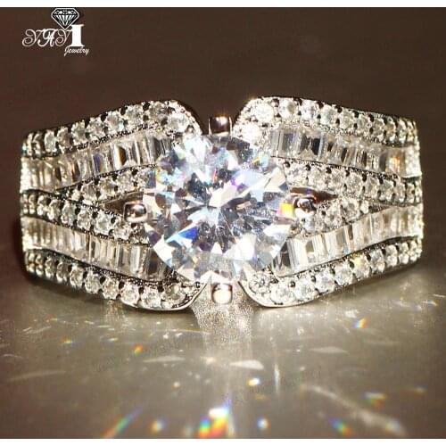 YaYI Jewelry Princess Cut 8.3 CT White Zircon Silver Color Engagement Rings wedding Heart Rings Girls Party ring Gifts 889