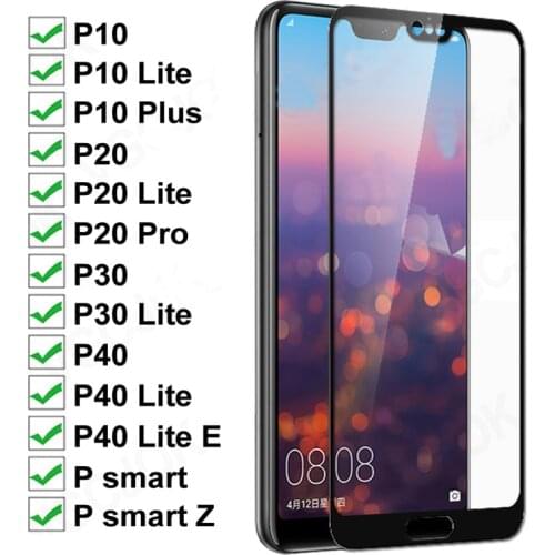 12D Protective Glass On For Huawei P20 Pro P10 Lite Plus Screen Protector Glass P30 P40 Lite E P Smart 2019 Tempered Glass Film