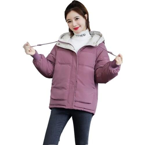 Winter Parkas Women Bread Hooded Jacket Coat Korean Loose Plus Size Thick Female Cotton Padded Outerwear Casual Student Jacket