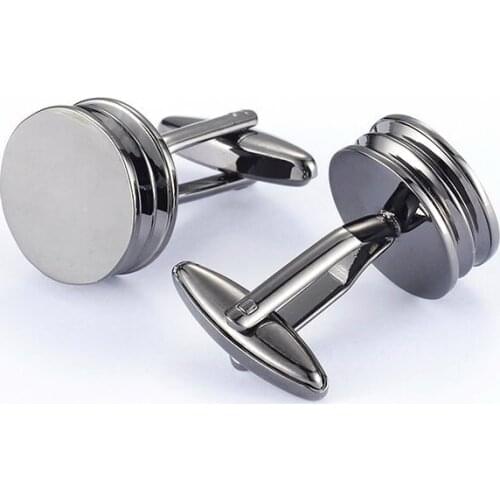 10pairs/lot Simple Fashion Round Plain Cufflinks Gun Black Color Cuff Links Shirt Cuff Button Business Style Mens Jewelry Gift