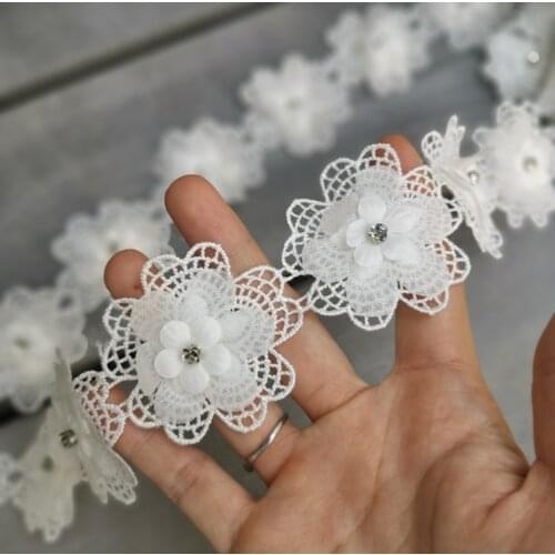 2 Meters 2 Layers Venise Lace Trim for Garment Curtain Decorcation Venise Daisy Flower Blue Lace Ribbon 5cm Width