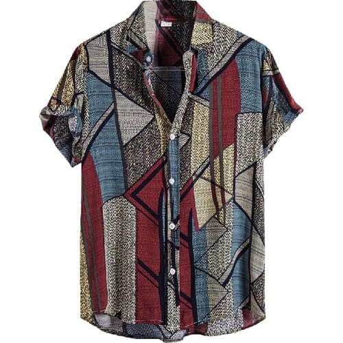 2021 Summer Vintage Shirt For Men Cardigan Short Sleeve Shirts Hawaiian Beach Flower Shirt Men Turtleneck Shirt chemise homme