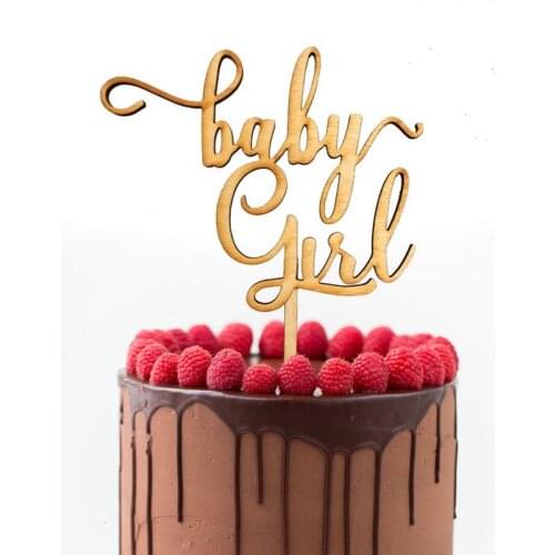 20pcs Baby Girl Laser Cut Wood Cake Topper baby Shower Wood Cake Topper