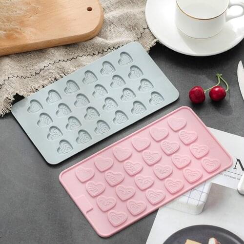 24 Holes Romantic Heart Shaped 3d Chocolate Cake Mold Bakeware Silicone Handmade Pop Candy Pudding Muffin Icecream Mould