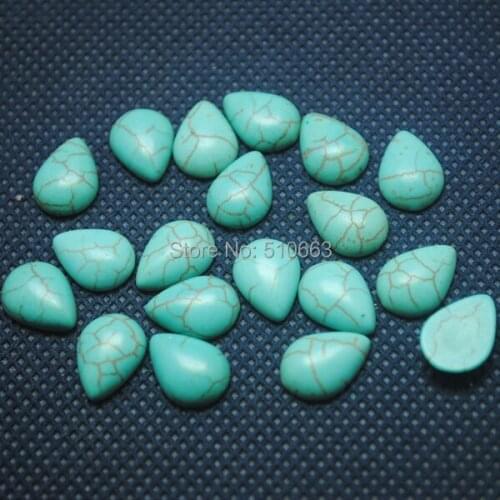 60 Pieces / Lot, Blue Turquoisee Stone Cabonchon DIY beads Accessories Size 10x14mm Dropwater Shape