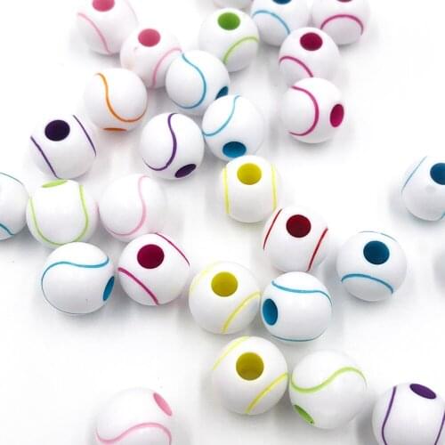 50pcs 11mm(0.43in) DIY Acrylic mixed Color baseball Beads,Hole Size 4mm, for Making necklace bracelet accessories