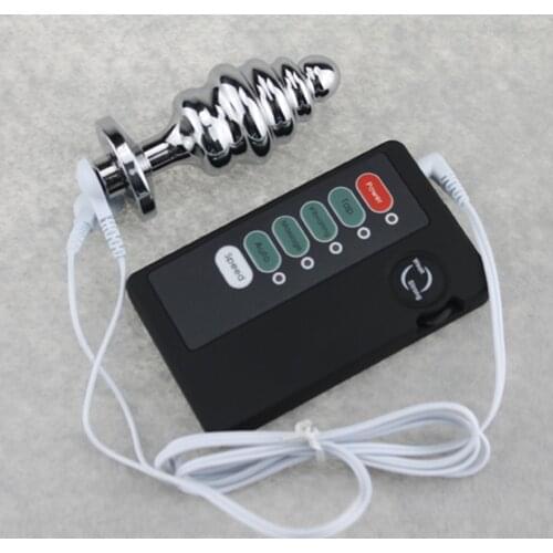 8.8*3.5cm Pulse Thread Butt Plug Electric Shock Stainless Metal Anal Plug Sex Toys