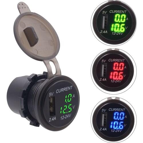 QC 3.0 Car Charger Adapter Power Socket Car Quick Charger Vehicle-mounted Voltmeter Amperemeter All in One 2.4A USB Charging