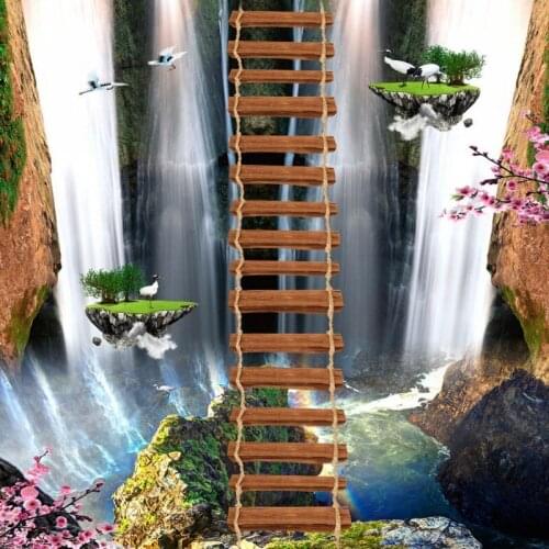 Free Shipping Cliff walkway flooring painting wallpaper study conference room non-slip PVC floor mural