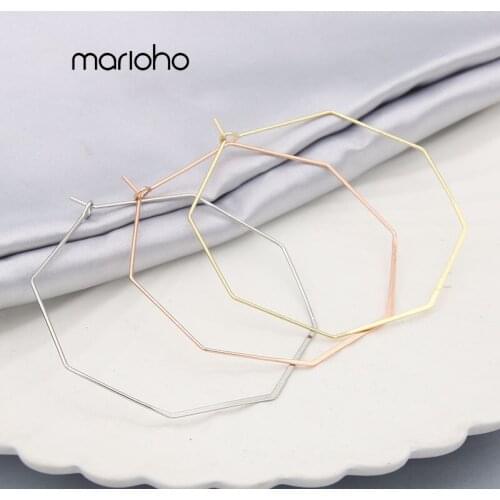 Bijoux Fashion Metal Hexagon Shape Fine Side Hoop Earrings Gold Colors Hollow Geometric Earrings Simple Party Women