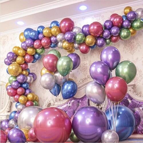 30/50/100pcs 12'' Glossy Metal Pearl Latex Balloons Thick Chrome Metallic Colors helium Air Balls Globos Birthday Party Decor