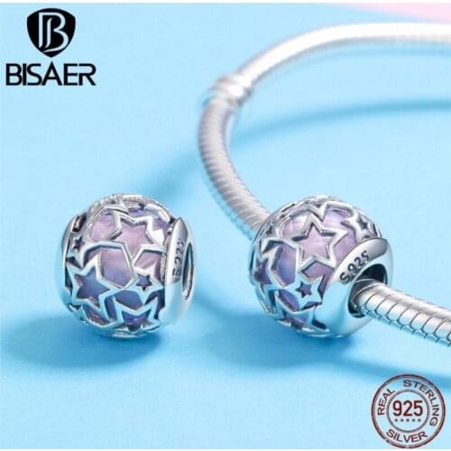 4 Color 100% 925 Sterling Silver Clearly CZ, Dazzling Purple Star Charms Bead Fit Charm Bracelets Sterling Silver Jewelry Making