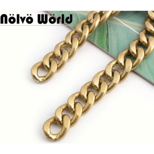 1-5 meters Aluminum 5mm thick 19mm width chain purse straps for bags Aluminum Satin gold chains