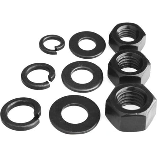 Grade 8.8 black high-strength hexagon nut nut with flat washer spring washer M2M3M4M5M6M8M10M18