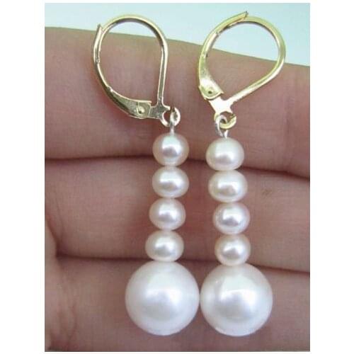 DIY A Pair AAA 10-11MM South Sea White Pearl Earring 14k/20/20 Gold