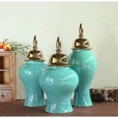 Jingdezhen European Creative Pot Glaze Modern Chinese temple jar Household Flower Vase Living Room porcelain ceramic jar vase