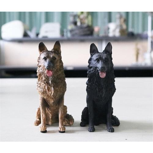 JJM Small German shepherd Dog Pet Figure Animal Car Decoration Model Toys PVC Model Educational for Children Adults KidsGift