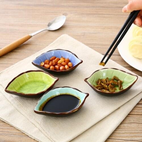 1pcs Leaf Shape Ceramic Plate Seasoning Sauce Dish Snack Desser Plates Sushi Dishes Flavor Tray Kitchen Tableware Saucer