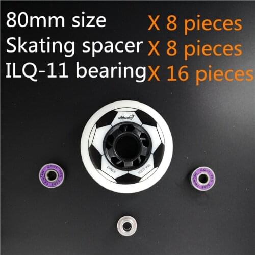 90A Slide wheel for Inline Skates Shoes Roller Patines Skating Wheels white 72mm 76mm 80mm with 608RS ILQ11 bearing spacer 8 pcs