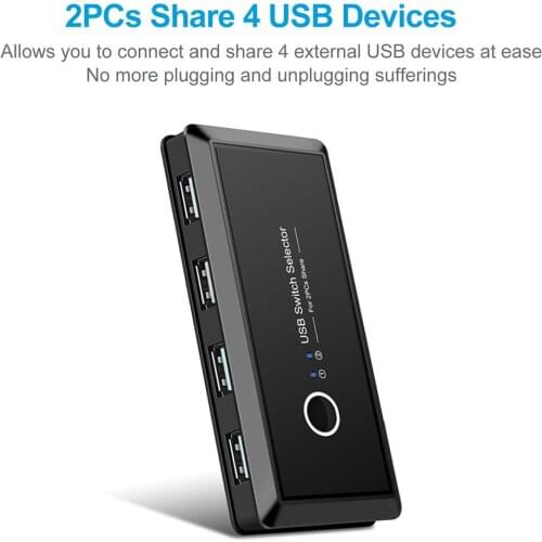 Switch Box USB2.0 Switcher 2x4 USB 2.0 Peripheral Sharing Switch 2 Computers Sharing 4 USB Devices for Keyboard