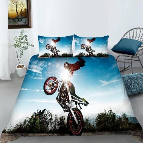 3D Bedding Set Duvet Cover Boys Girls Polyester Bedclothes Queen King Size Fashionable Cool Motorcycle Printed Room Decor