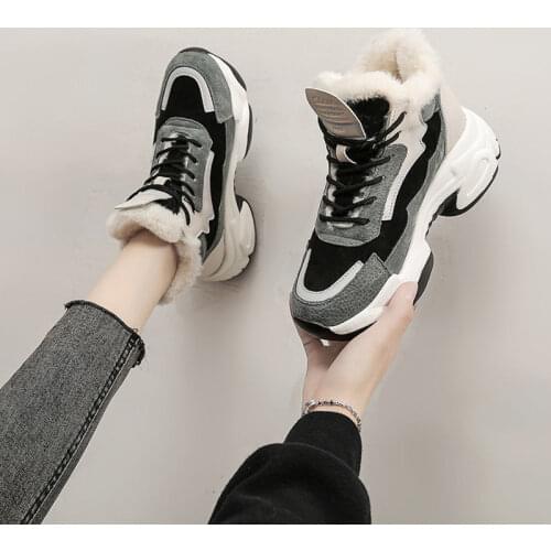 Winter Womens Sneakers Platform Vulcanize Shoes Fashion Plus Velvet Warm Casual Running Winter Shoe for Woman Female 2020