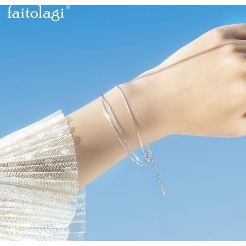 Multilayer Snake Chain Bracelet Smooth Slim Charm Bracelets For Women Silver Color Bangle Female Jewelry Party Wedding Gift