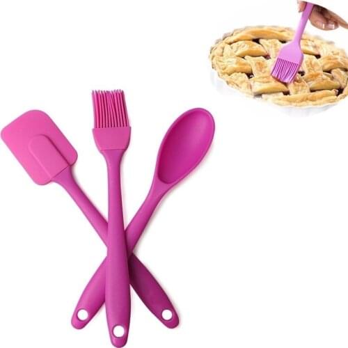 3Pcs Creativity Silicone Spatula Scraper Brush Spoon Kitchen Baking Tools Set Gadget Accessories