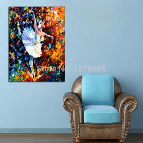 Wall Art For Large Fashion handpainted Painting Canvas Picture Abstract Figures Hand Painted Colorful dancing Girl Oil Painting