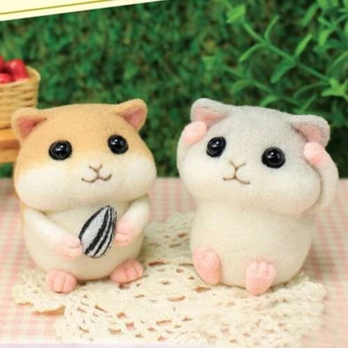 Non-Finished Felt Creative Lovely Hamster Mouse Handmade Toy Doll Wool Felt Poked Kitting Non-Finished DIY Wool Felting Package