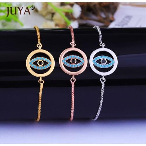 JUYA Latest Design Zircon Blue Evil Eye Bracelets For Women Hand Chain Jewelry Adjustable Turkish Eye Charm Bracelets Bangles