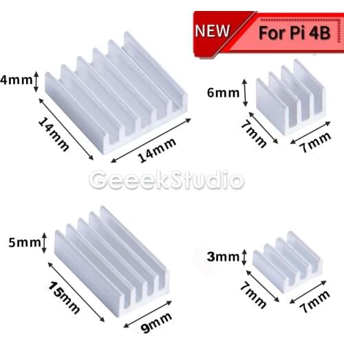 New 1 Set of 4 pcs Aluminum Heat Sink Silver / Black or 2 set / 5 set Pack for Raspberry Pi 4B Pi 4 Model B