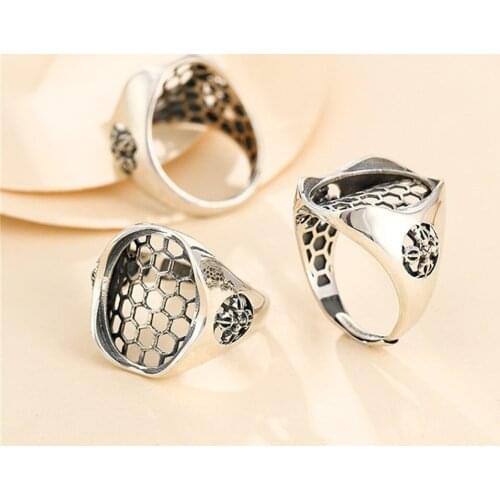 Ring Setting for 15x20mm Oval Cabochons Ring Blank Thai Sterling Silver Adjustable Band Ring Base SR0002