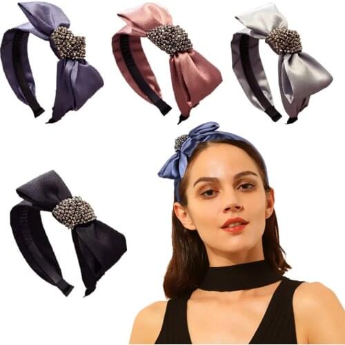 Rhinestone Bow Diamond Knot Headband for Women Fashion Non-Slip Hairband Women Hair Accessories Flower Crown Head Band Bezel