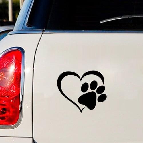 Multicolor optional Wall Sticker Print Pet Paw With Heart Dog Cat Vinyl Decal Car Window Bumper sticker decor for home wallpaper
