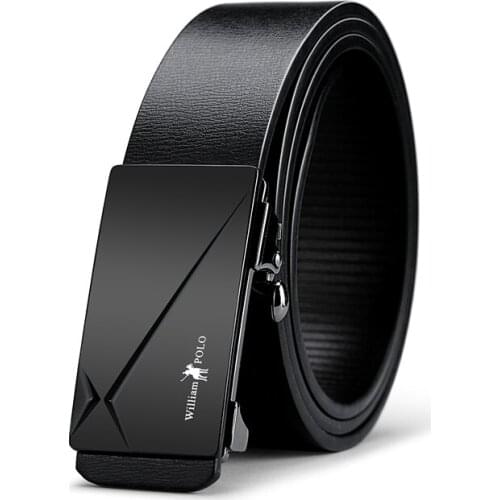 WilliamPolo Belt mens leather automatic buckle leather toothless inner belt Joker simple belt