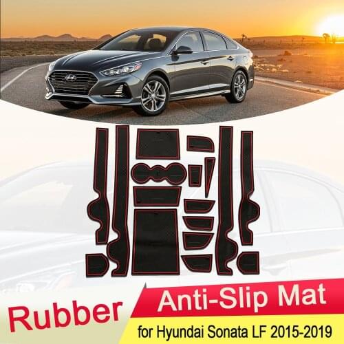 For Hyundai Sonata LF 2015 2016 2017 2018 2019 Rubber Anti-slip Mat Door Groove Cup pad Gate slot Coaster Interior Accessories