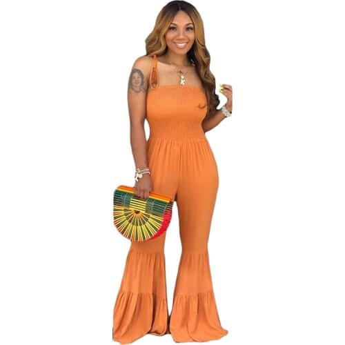 Sexy Straps Jumpsuit Women Backless High Waist Flared Jumpsuit Women Summer Solid Slim Streetwear Fashion Playsuit Female LD2293