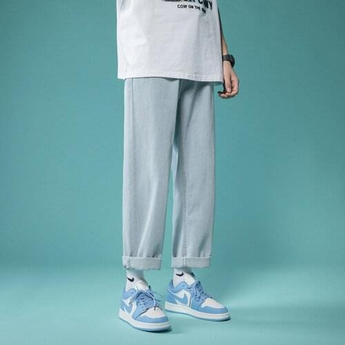 Men Streetwear Blue Jeans 2021 Women Jeans Korean Fashions Harem Pants Male Denim Pants OverSize