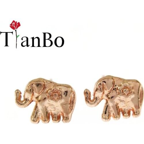 TianBo Fashion 2017 Wholesale Cute Elephant Stud Earring for Women Tiny Animal Pendients Jewelry