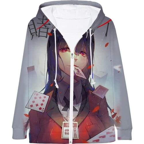 Zipper Hoodies Kakegurui Anime Cosplay Hooded Loose Men Women Oversized 4XL Pullovers Sweatshirt Streetwear Top 2021 New