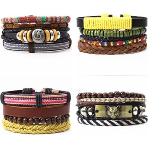Animal Unique Hip hop Bracelet Punk Handmade Woven Leather Men Bracelets Women Vintage Bangle Male Homme Men Jewelry Accessories